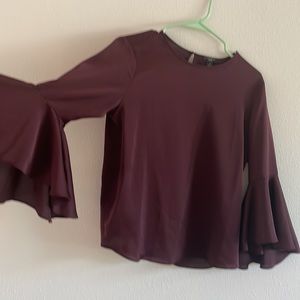 Ann Taylor Wide Sleeve Silky Blouse Petite Small